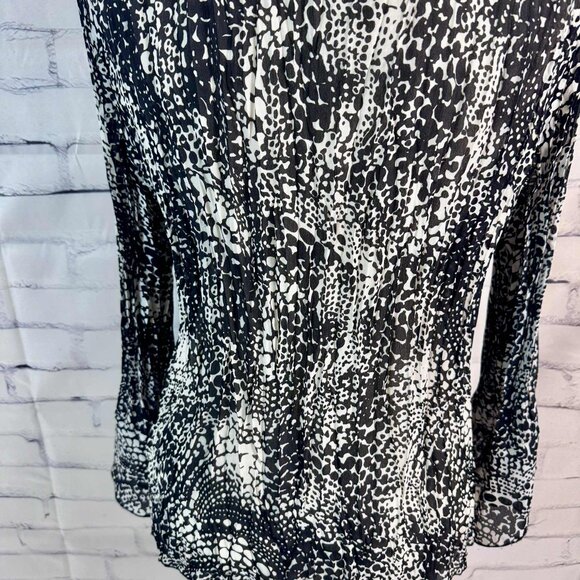 Allison Taylor Black & White Animal Print Ruffle Blouse – XL - Picture 4 of 7